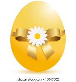 yellow egg with ribbon and flower