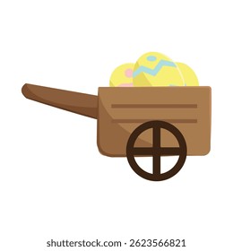 Ovos amarelos dentro da carroça. Ilustração vetorial