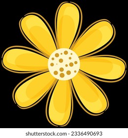 yellow eight leaf flower vector illustration