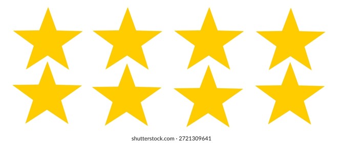 Yellow Eight Pointed Star Vector Icon Illustration