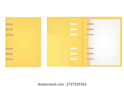 Bloco de anotações elástico amarelo. ilustração vetorial