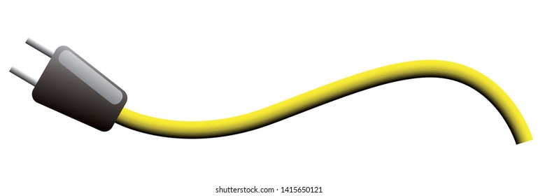 Yellow electric cable with plug