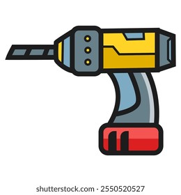 Yellow electric drill on white background