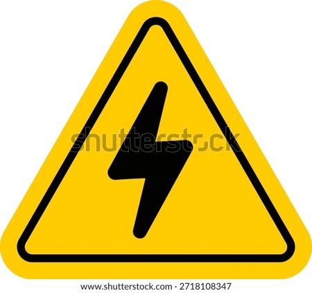 Yellow electric hazard warning icon with lightning symbol inside triangle for safety signage, industrial danger alerts, and risk notices