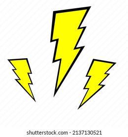 Yellow Electric Lightning Bolt with shading effects on blue sky background vector icon