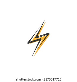 Yellow Electric Lightning Bolt with shading effects on blue sky background vector icon. Icon for web design, apps, sticker, banner, poster, printing usage and part of logo. 