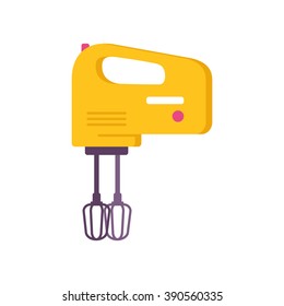 Yellow electric mixer, flat, vector