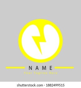 Yellow Electric Power Vector Logo.