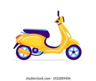 Yellow electric scooter isolated on white background. Vector flat illustration