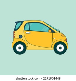 Yellow electric smart car. Vector illustration