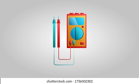 Yellow electrical industrial professional tester for measuring voltage and current diagnostics of electrical equipment on a white background. Vector illustration