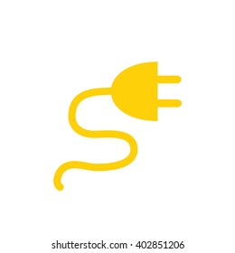 Yellow electrical plug icon vector illustration