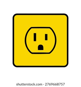 A yellow electrical socket symbol