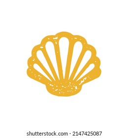 Ilustración vectorial de la textura de grunge de la fauna submarina ornamental marina amarilla elegante de la concha marina cerrada. Mussel, concha molusca, marisco exótico aislado. Habitante marino delicioso