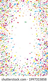 Yellow Element Background White Vector. Confetti Paper Texture. Celebrate Illustration. Rainbow Polka Decor Design.