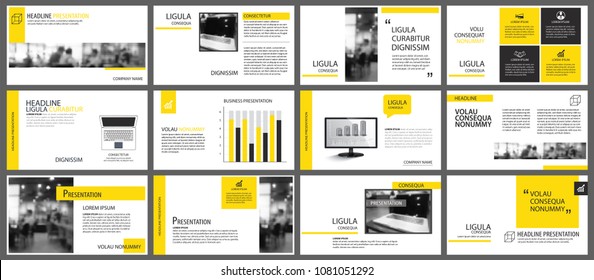 Elemento amarelo para infográfico slide em fundo. Modelo de apresentação. Use para relatório anual de negócios, flyer, marketing corporativo, folheto, publicidade, folheto, estilo moderno.