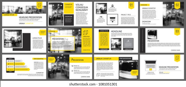 Yellow element for slide infographic on background. Presentation template. Use for business annual report, flyer, corporate marketing, leaflet, advertising, brochure, modern style.