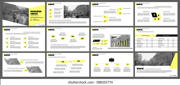 Yellow elements of infographics for minimalist design style on a white background. Use in presentation templates, flyer and leaflet, corporate report, marketing, advertising, annual report and banner.