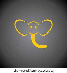 Yellow  Elephant icon on black background.