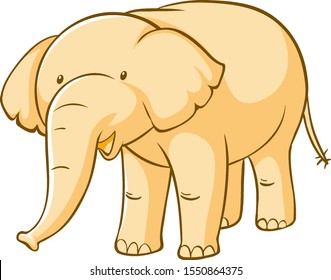 Yellow elephant on white background illustration