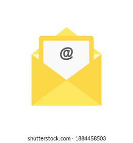 yellow Email icon isolate on white background.
