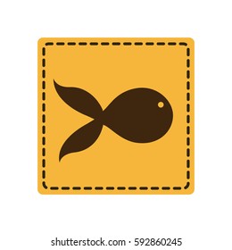 yellow emblem fish icon, vector illustration design image