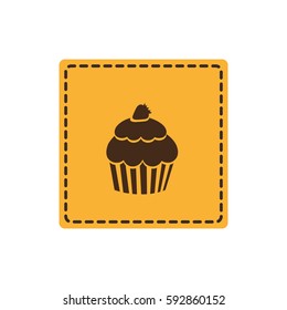 yellow emblem muffin icon, vector illustraction design image