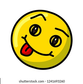 yellow emoji cheerful with tongue on white background cheerful with tongue