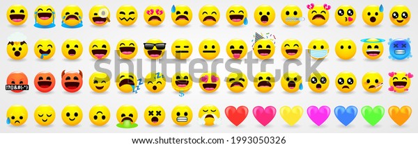 Yellow Emoji Emotional Faces Set Different Stock Vector (royalty Free 