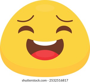 Emoji amarillo con los ojos cerrados y una amplia sonrisa de boca abierta, que representa la risa y la alegría, perfecto para transmitir felicidad y emociones positivas.