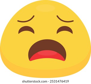 Yellow emoji face with closed eyes and wide, open mouth, depicting distress or sadness. 