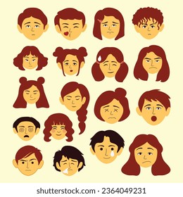 Colección de elementos faciales amarillos Emoji