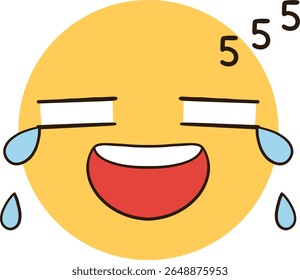 A yellow emoji with a funny face that makes you cry, along with a 555 laugh icon.