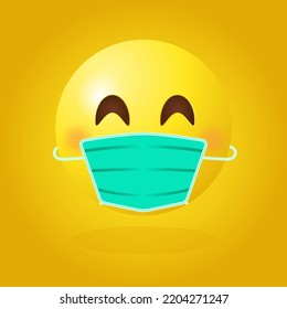 Yellow Emoji With Green Mouth Mask