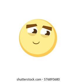 Yellow emoji icon for app game, ui or web design template. Vector emotion sign face