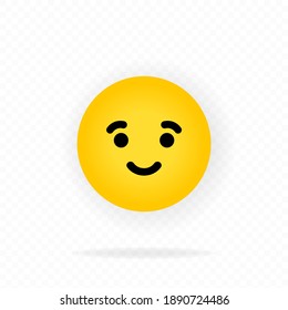 Yellow emoji icon. Joy. Laughing emoji. Happy face with smile emoticon. Chat, comment, reaction emotes. Social media concept. Emotion. Vector EPS 10. Isolated on transparent background.