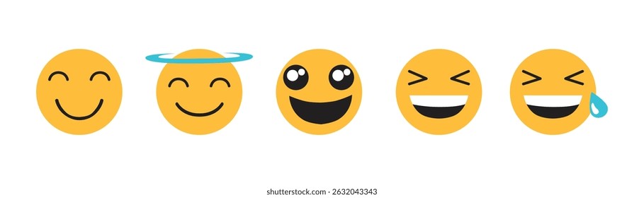 Yellow emoji icon vector. Smiley emoticons vector set. Vector flat icons for social media. Illustration eps 10