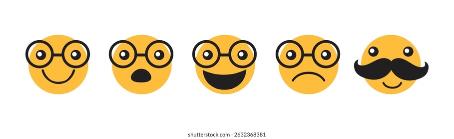 Yellow emoji icon vector. Smiley emoticons vector set. Vector flat icons for social media. Illustration eps 10