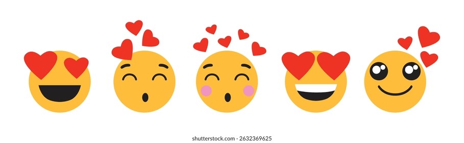Yellow emoji icon vector. Smiley emoticons vector set. Vector flat icons for social media. Illustration eps 10