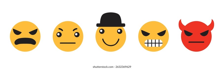 Yellow emoji icon vector. Smiley emoticons vector set. Vector flat icons for social media. Illustration eps 10