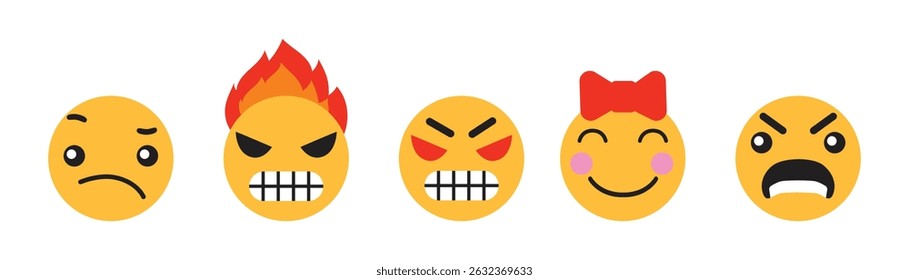 Yellow emoji icon vector. Smiley emoticons vector set. Vector flat icons for social media. Illustration eps 10