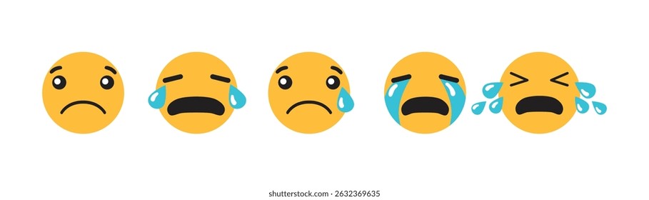Yellow emoji icon vector. Smiley emoticons vector set. Vector flat icons for social media. Illustration eps 10