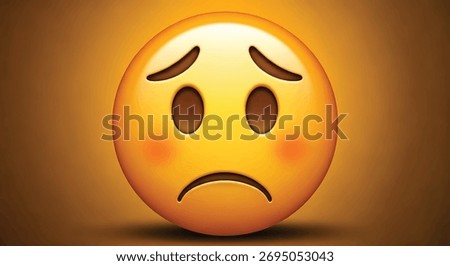 A yellow emoji with a sad expression, featuring downturned mouth and furrowed eyebrows, conveying sorrow.