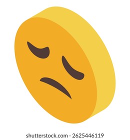 Emoji amarelo está mostrando tristeza com boca e olhos fracos