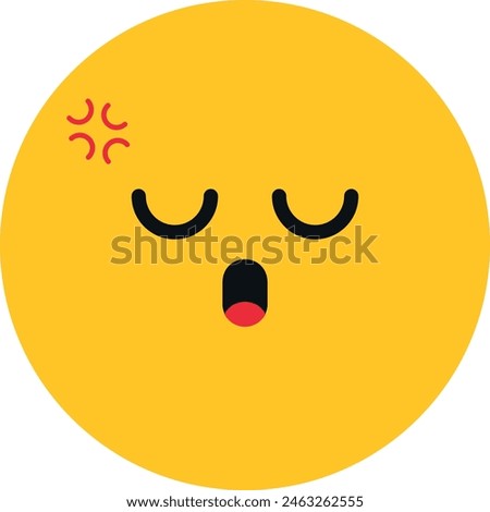 Yellow emoji with a tired or sick expression, closed eyes, open mouth, and three wavy lines above its forehead indicating distress.