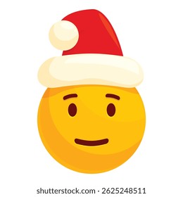 Yellow emoji wearing a santa claus hat is pondering about the upcoming holiday season