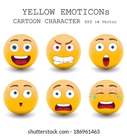 Yellow emoticon cartoon character eps 10 vector