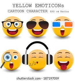 Yellow emoticon cartoon character eps 10 vector