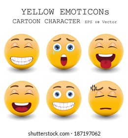 Yellow emoticon cartoon character eps 10 vector