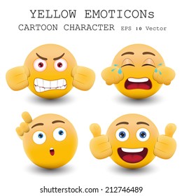 Yellow emoticon cartoon character eps 10 vector